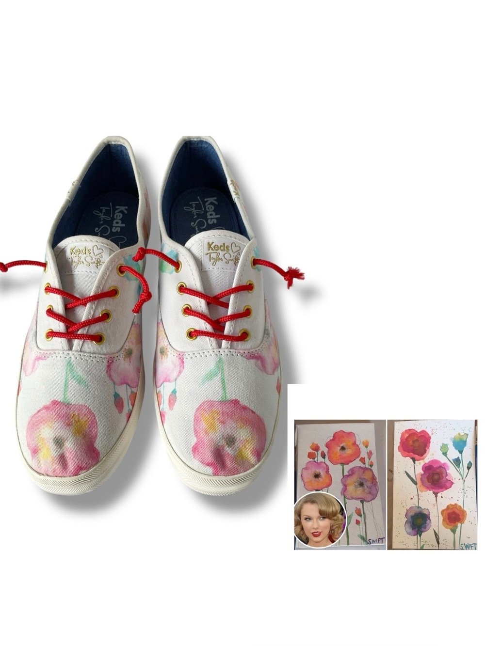 Keds x Taylor Swift Champion Collection Watercolour Flower Print Sneakers Size 8
